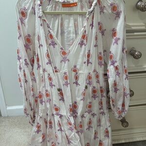 Floral White and Purple Women's Top